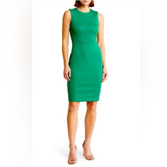Kelly Green Calvin Klein Sleeveless Dress - Picture 1 of 8